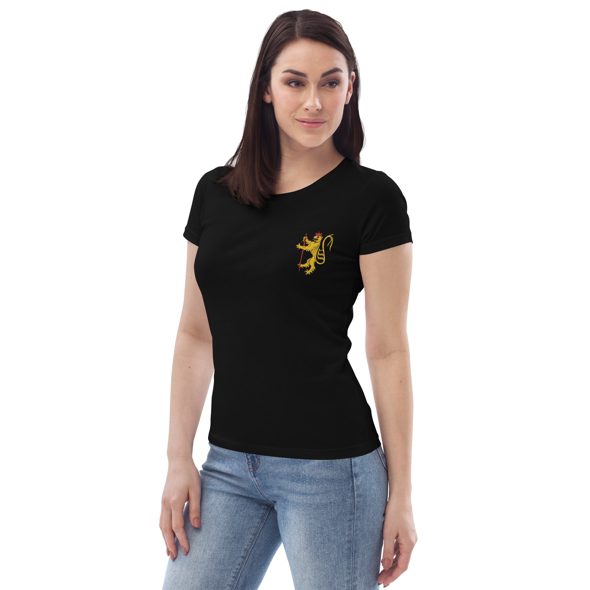 Pfälzer Schwertlöwen - Baumwoll-T-Shirt für Damen - Stick und Druck